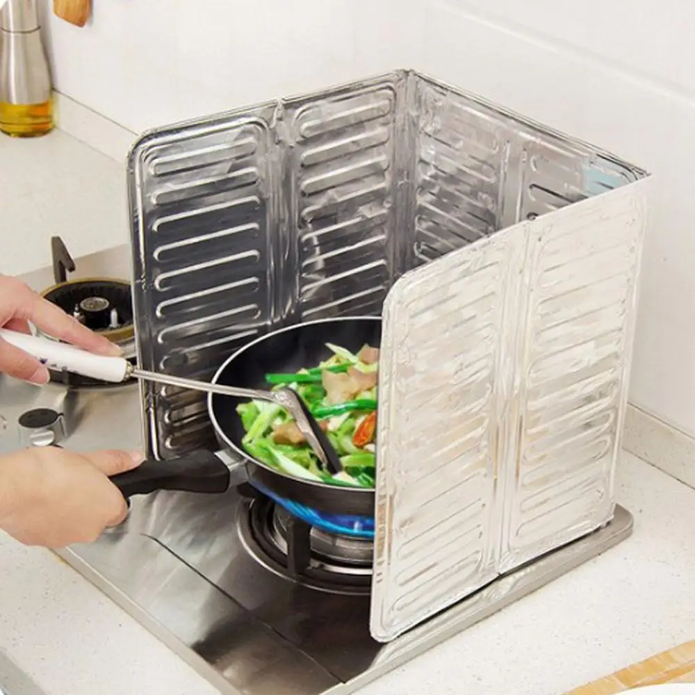 Aluminum Foil Kitchen Oil Baffle Foldable Plate Frying Pan Splash Protection Screen 84*32.5cm Kichen Accessories | Дом и сад