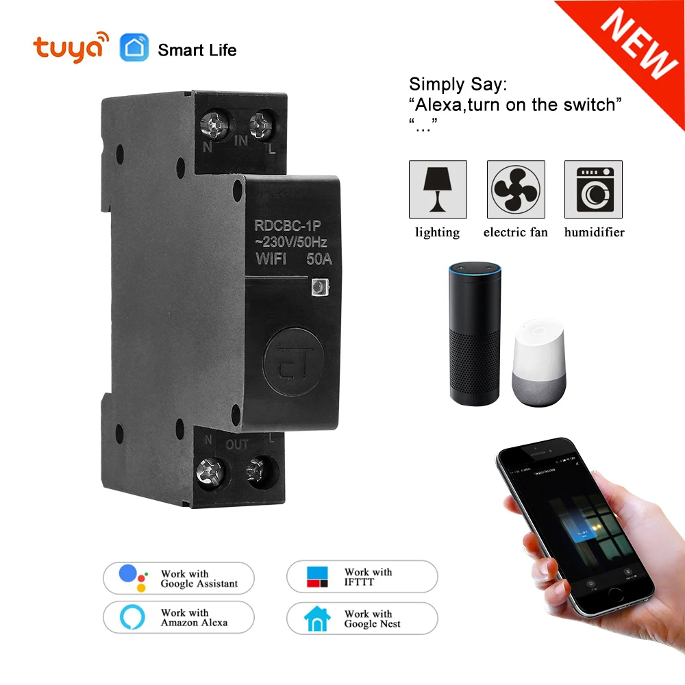 Interruptor de Interruptor Inteligente com Alexa Casa do Google para Casa Vida Inteligente Tuya p 18mm Wifi Interruptor App 1