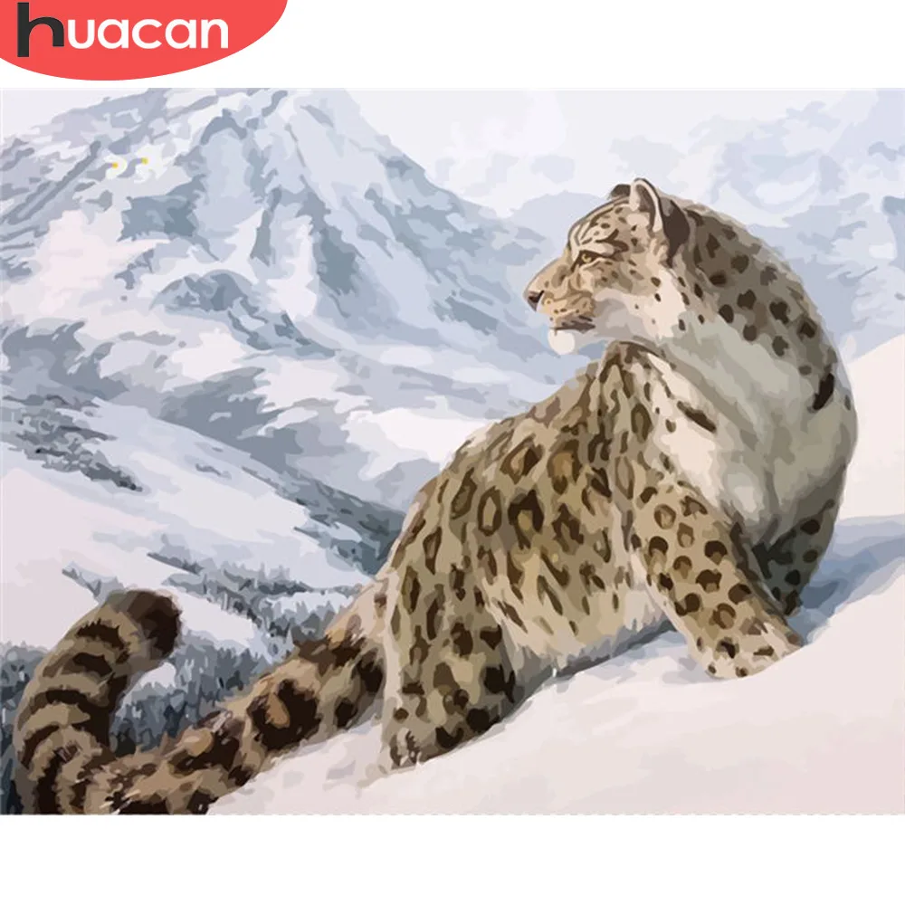 

HUACAN Coloring By Numbers Leopard Animals Kits Drawing Canvas DIY Pictures Oil Painting Hand Painted Gift Home Decor