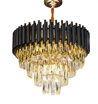 

Hot American Modern Luxury Crystal Chandelier Round Light Model Room Club Villa Living Room Restaurant Metal Chandelier Hotel