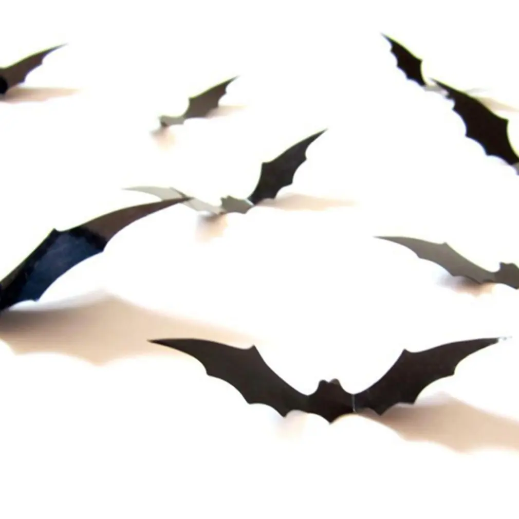 12pcs Three-dimensional Bat Wall Sticker Halloween Decoration