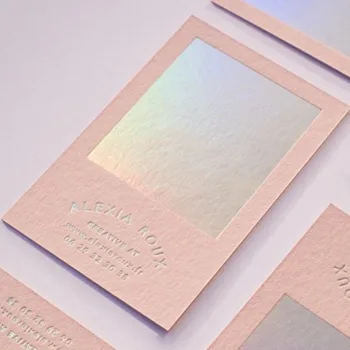 

200pcs Creative Printing Custom Letterpress Business Card Foil Visit Cards Paper Gold Silve Copper High Quality 550gsm Pink