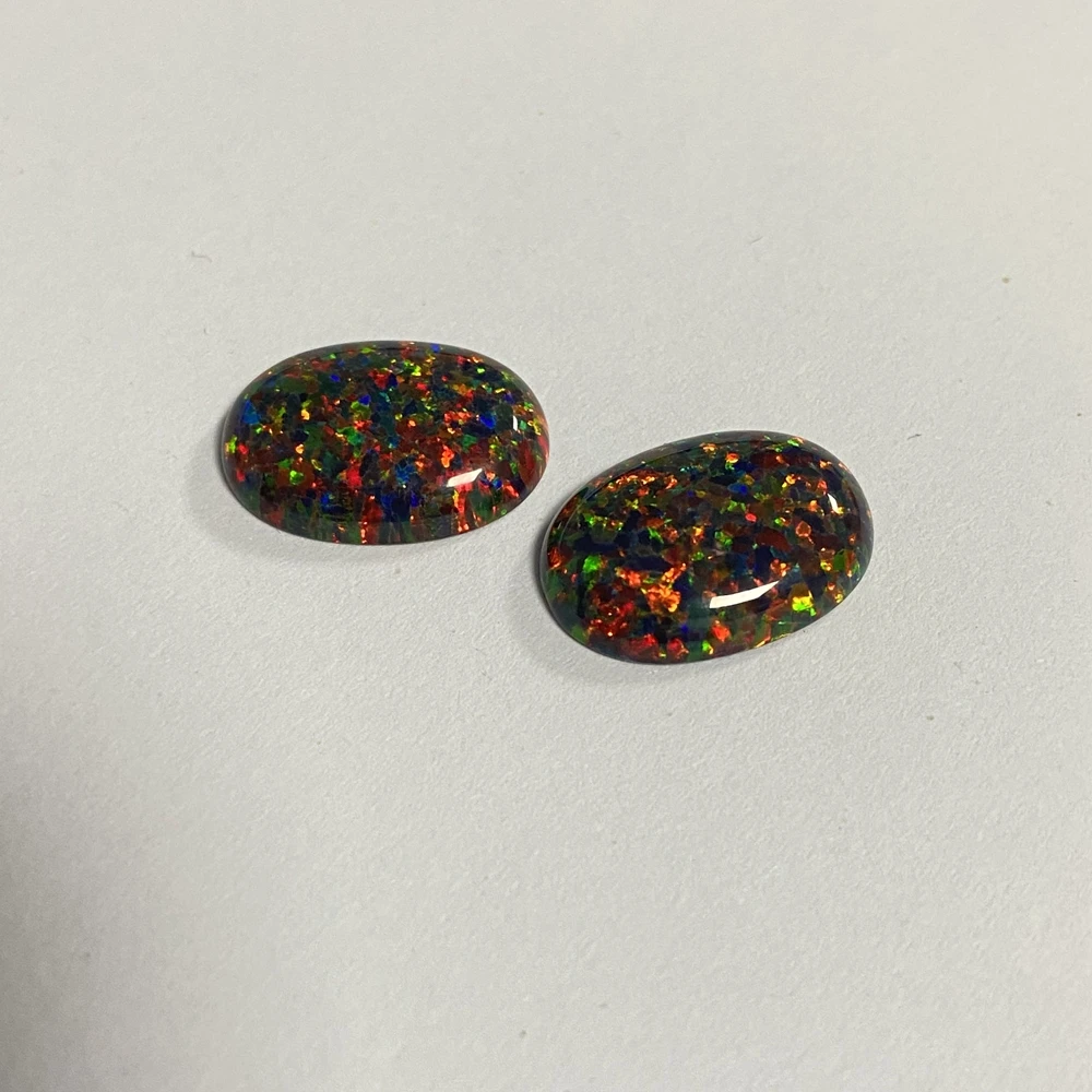 Meisidian Lab Created 13x18mm OP32 Flatback Cabochon Blck Opal Gemstone