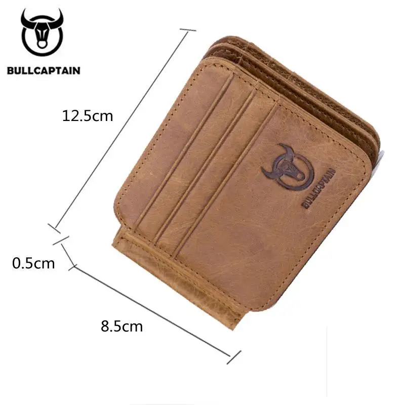 BULLCAPTAIN кожаный Tir-flod ID/кредитный держатель для карт, передний карман, кошелек с блокировкой RFID, двойные, бизнес кожа, зажимы для месяцев