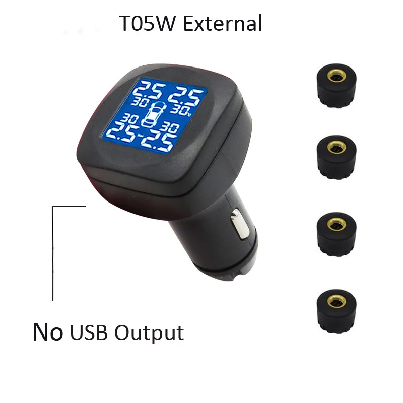 Visture TPMS с 10 Вт USB выходом Автомобильный датчик давления в шинах Система мониторинга шин внешний внутренний датчик T05W T07W T05N - Тип: T05W External