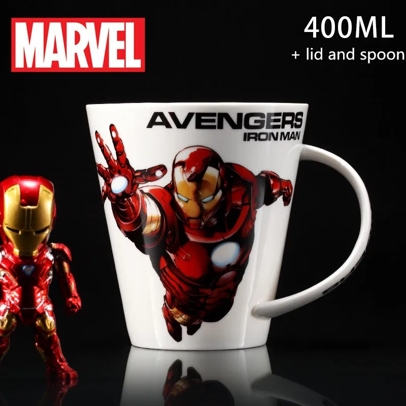 Disney Marvel мстители капитан райтеон Халк Железный человек чашка для воды Молоко Кофе Чай керамическая кружка для дома и офиса Коллекция чашки подарки - Цвет: 05 cup spoon lid