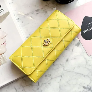 

Card Organizer Casual Clutch Practical Crown Portable Party Coin Long Daily Multipurpose Women Wallet PU Leather Rhombic Grid