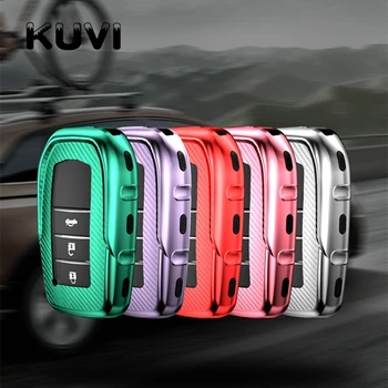 

Carbon Grain+Tpu Car Key Case Cover For Toyota Chr C-hr Land Cruiser 200 Avensis Auris Corolla Smart Keychain Shell Accessories