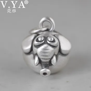 

V.YA 925 Silver Elephant Pendant Cute Animal 100% Pure S925 Solid Thai Silver Pendants for Women Fine Men Jewelry
