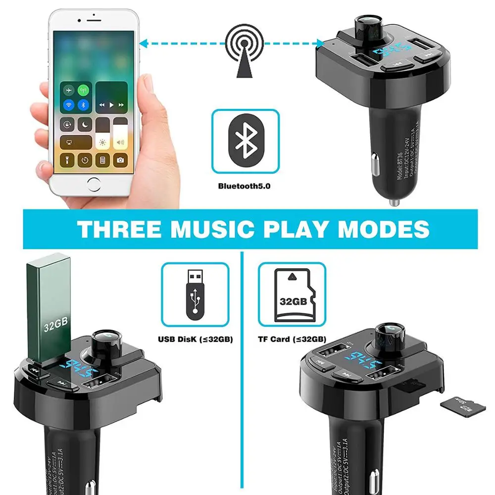 Автомобильный Bluetooth комплект FM трансмиттер модулятор беспроводная гарнитура