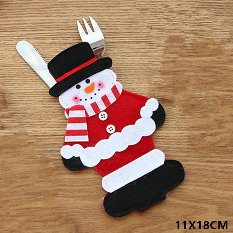 24-Snowman Рождественские украшения для столовые приборы для дома нож, вилка, набор симпатичная Рождественская шляпа инструмент для хранения столовых приборов держатель сумка на год подарки - Цвет: 24-Snowman