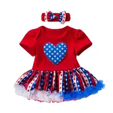 

4th of July Baby Girls Outfit Toddler Kids Dresses Independence Day Outfits Star Dress Summer Clothes