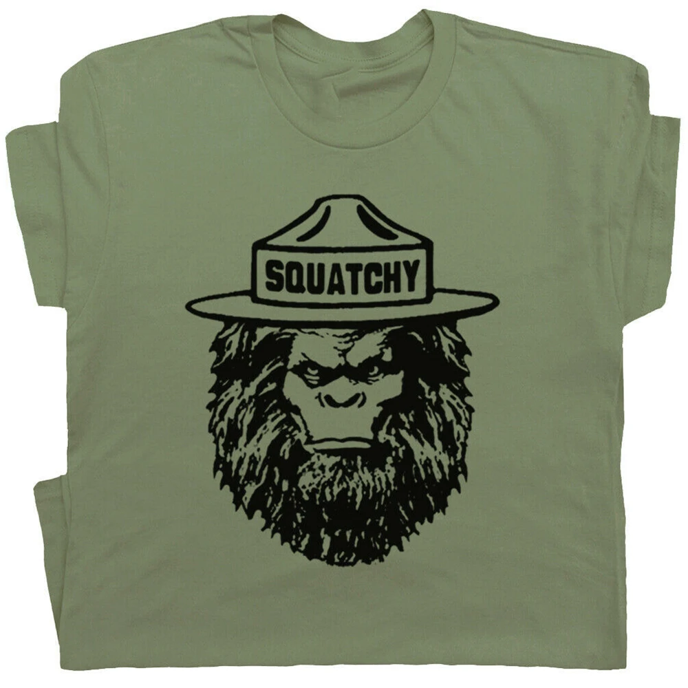 Sasquatch Smokey T Shirt The Bigfoot Bear Funny Camping Hiking Men Retro Vintage Basic Models Tee | Мужская одежда
