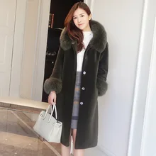 Aliexpress - New Fashion High End Fox Fur Hooded Australian Wool Women’s Long Sheep Sheared Cashmere Coat Leather Grass Women Office Overcoat