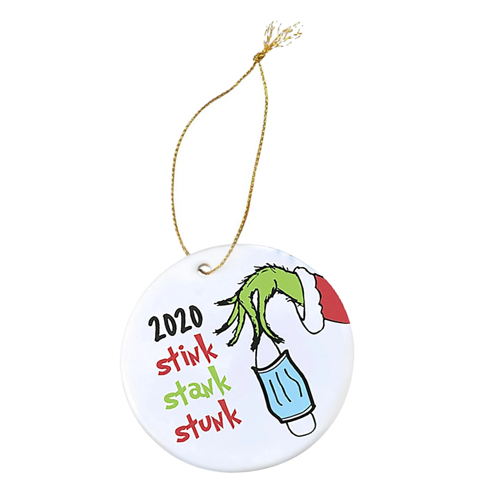 1pc Stink Stank Stunk Ceramic Circle Grinch Hand Xmas Decoration Ornament Gift for Family