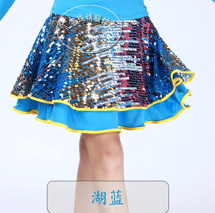 Latin Skirts Sequin Game Skirt Latin Cha-cha Dance Practice Performance Skirt Ballroom Dancing Short Skirt