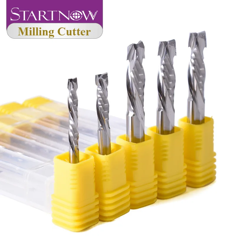 Startnow 5PCS UP & DOWN 컷 밀링 커터 2 플루트 나선형 비트 텅스텐 강철 솔리드 카바이드 엔드 밀 CNC 라우터 조각 비트