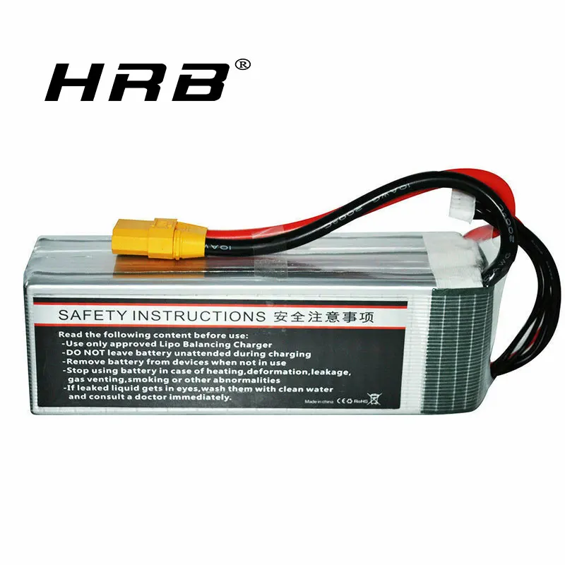 HRB 6S 22,2 V 6000mah Lipo батарея 50C RC части с разъемом XT90 T разъем для 700 800 RC грузовой вертолет Самолет RC автомобиль Лодка