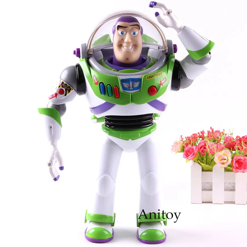 Movie Toy Story Action Figure Talking Buzz Lightyear With LED Light PVC Collection Model Toy 30cm