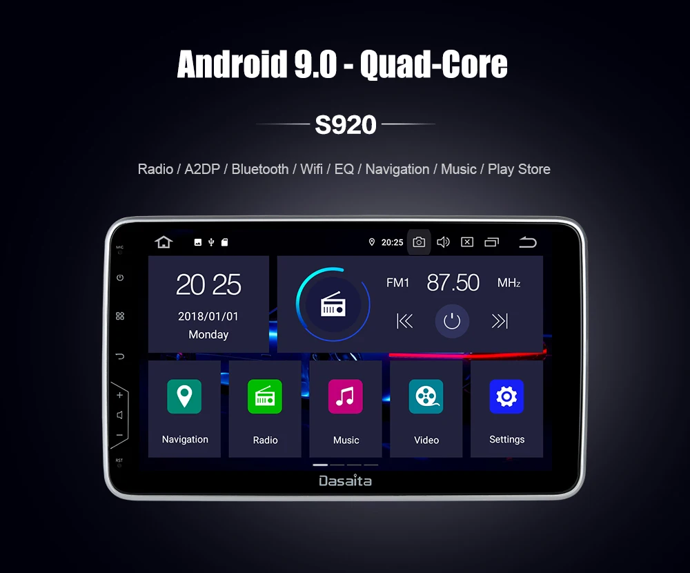 Android 9.0 Car Stereo 10.2" IPS Screen for Nissan X-Trail Qashqai Autoradio Bluetooth MP3 1 Din GPS Navigation