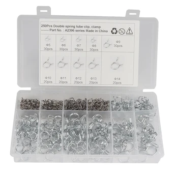 

250Pcs Fuel Line Hose Tube Spring Clamp Assortment Stainless steel for Car Auto Home Sports Accessories Clamps
