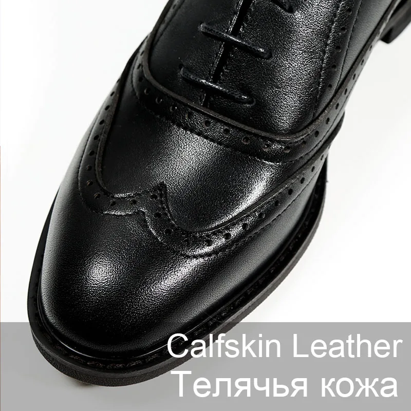 MORDOAN Oxfords Women Calfskin Genuine Leather Wingtip Lace-Up Closure Ladies Brogue Flat Derby Shoes Retro Brock women's Shoes