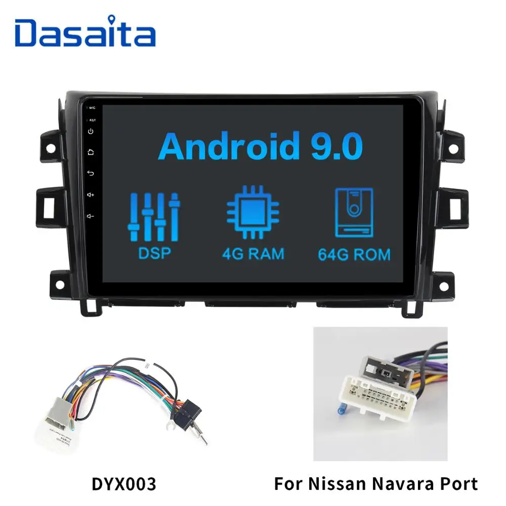 DYX003 Dasaita 10," ips мульти сенсорный экран автомобильный мультимедийный Android 9,0 для Nissan Navara радио gps 1024*600 навигатор - Цвет: DYX003