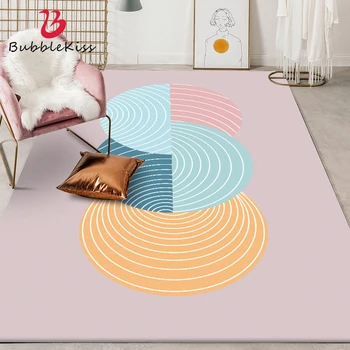 

Bubble Kiss Carpets For Living Room Fashion Pink Rugs Geometric Curve Pattern Rug Girl Room Bedside Area Rugs Home Non-Slip Rugs