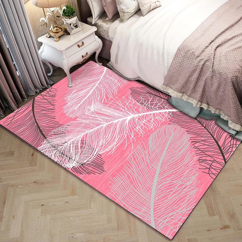 

Bohemian Feather Simple Style Area Rug Color Flower Art Carpets For Living Room Bedroom Decor Anti-Slip Floor Mat Carpets