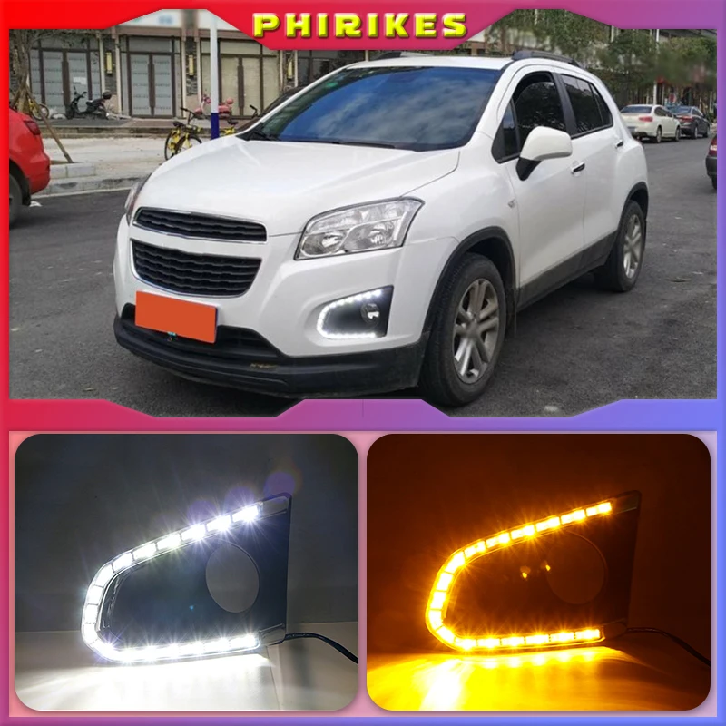 

2PCS LED Daytime Running Light for Chevrolet Chevy TRAX 2014 2015 2016 DRL with turn signal light fog lamp cover