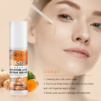 

AUQUEST Turmeric Face Serum Organic Collagen Essence Oil Brightening Moisture Repair Skin Anti-wrinkle Whitening Skin Care TSLM2