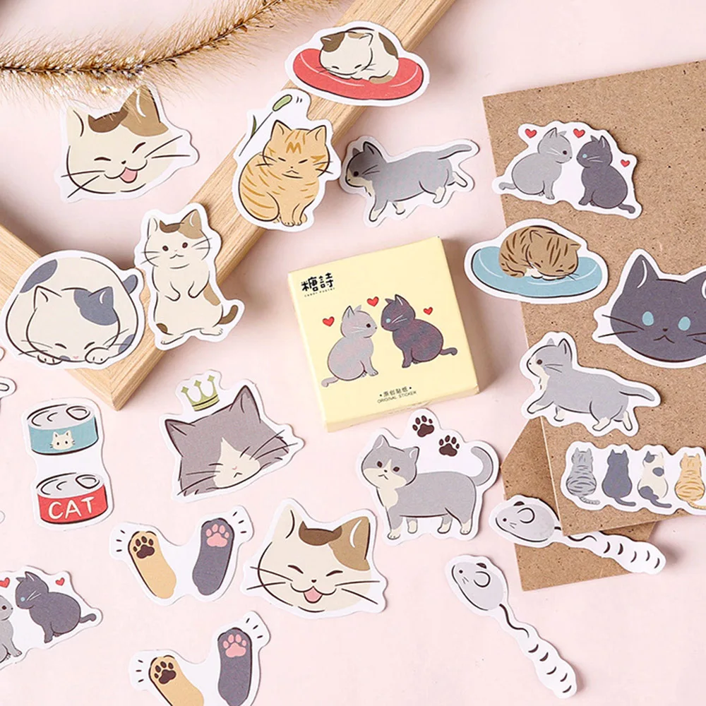 

45 Pcs/lot Creative Cute Lovers Cat Paper Sticker Decoration Diy Diary Scrapbooking Label Sticker Kawaii Stationery