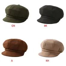 Женская Осенняя берет в стиле винтаж кепки с коротким козырьком таксистка газетчик восьмиугольная шляпа 35EF
