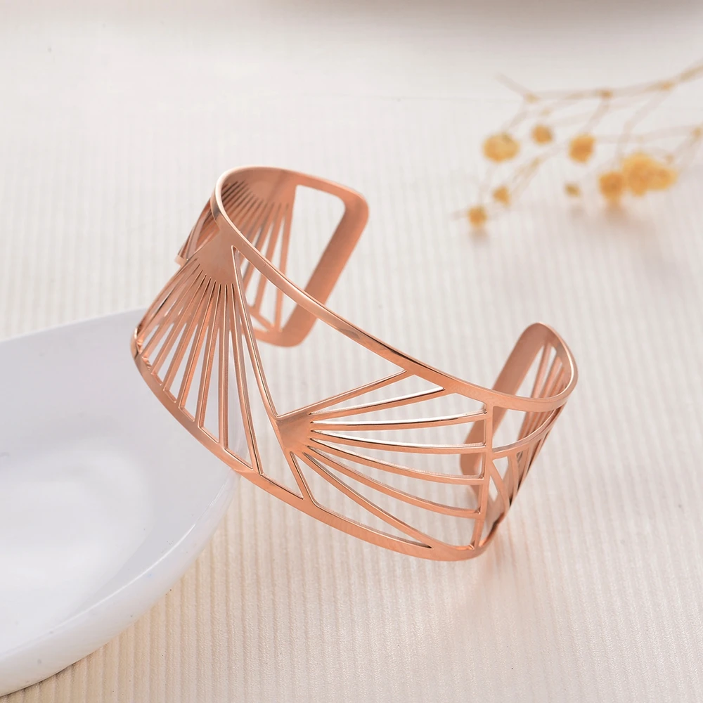 SDA New Arrival Adjustable Size Fashion Bangles for Women Colorful Geometric Building Stainless Steel