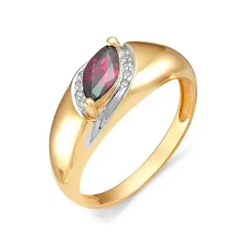 

Gold ring 585 silver with stones: Ruby, Diamond