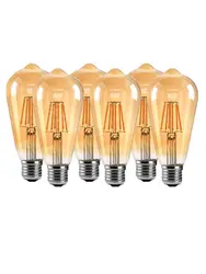 Vintage Gold LED Filament Edison Bulb - Dimmable Retro Light with Gold Glass Finish (Pack of 6) - 8W 220V (Warm white Golden)