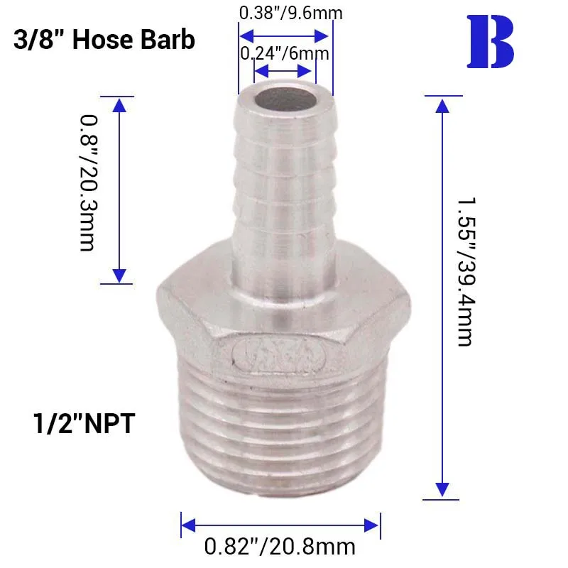 Homebrew пиво 1/" NPT шланг Barb 304 нержавеющая сталь пищевой пивной комплектующие для насоса фитинг