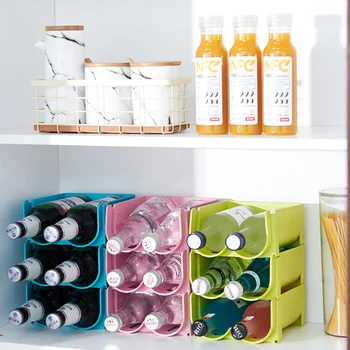 

Red Wine Rack Beer Bottle Holder Refrigerator Storage Basket Box Home Kitchen Can Beverage Organizer Tool Home Table Decoration
