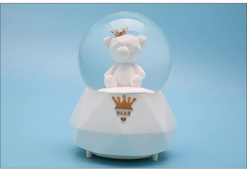 Абстрактная Корона, плюшевый мишка, снежный шар, хрустальный шар, вращающаяся музыкальная шкатулка, Рождественское украшение для украшения дома, аксессуары