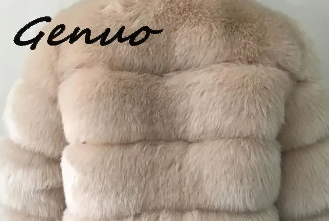 Genuo, новинка, S-3XL размера плюс, зимняя, новая, модная, брендовая, искусственный Лисий мех, куртка, женская, теплая, хорошее качество, теплая, толстая, искусственный мех, пальто - Цвет: Хаки