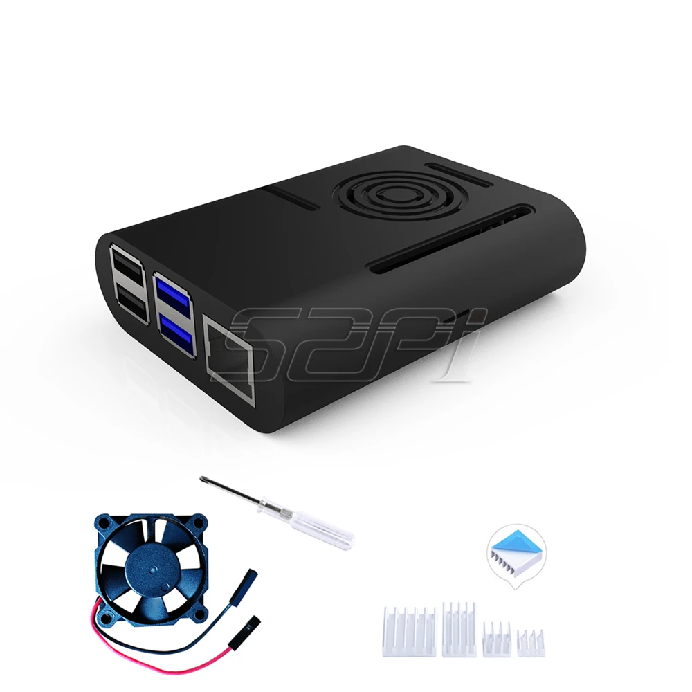 Black 52Pi ABS черный/белый/прозрачный корпус Корпус Крышка для Raspberry Pi 4 охлаждающие вентиляторные радиаторы для Raspberry Pi 4B - Цвет: Black