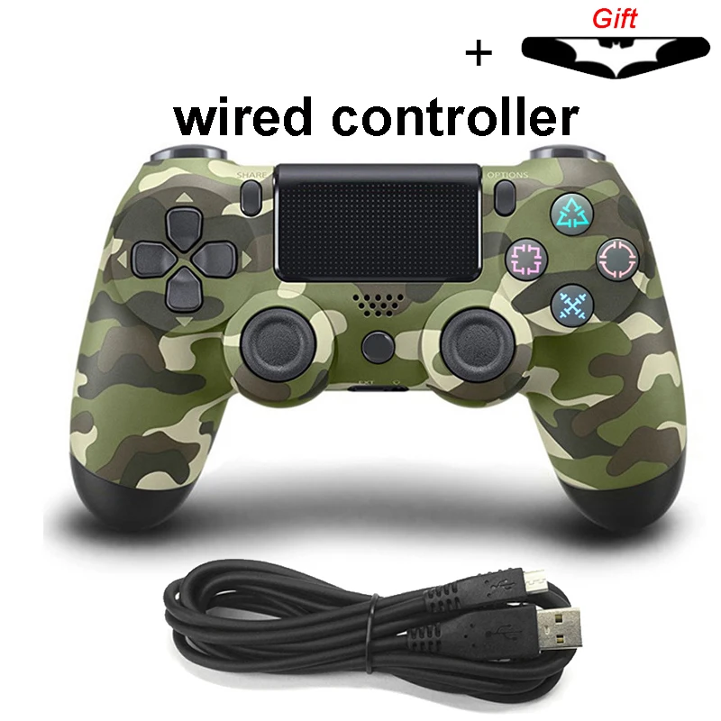 Bluetooth беспроводной/проводной джойстик для PS4 контроллер подходит для mando ps4 консоль для Playstation Dualshock 4 геймпад для PS3 - Цвет: wired Camo Green