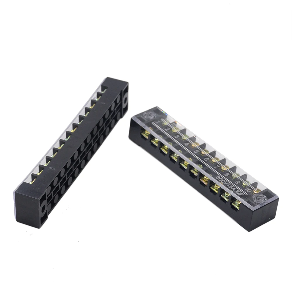 TB-1503 TB1504 TB1506 TB1508 TB1510 TB1512 двухрядная полоса винтовой клеммный блок 15A 600 в фиксированная монтажная плата разъем провода