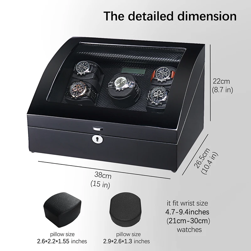 Часы Winder Box чехол для хранения шейкер дисплей автоматический деревянный пять двигателей 5 слотов часы Winder вращающийся держатель Органайзер пианино