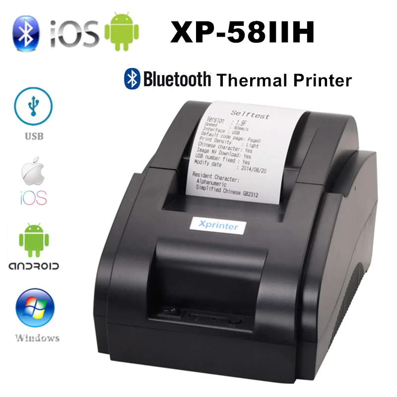 Xprinter 58 мм Мобильный телефон Bluetooth чековый принтер тепловой беспроводной принтер pos для iOS Android Pc USB порт для магазина