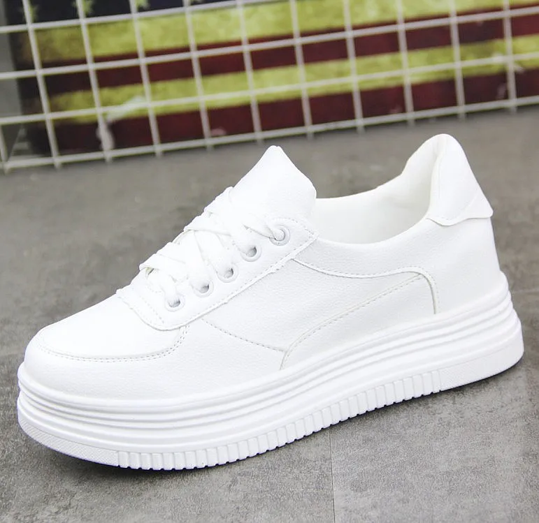 Wild thick bottom white shoes breathable white cross strap casual shoes