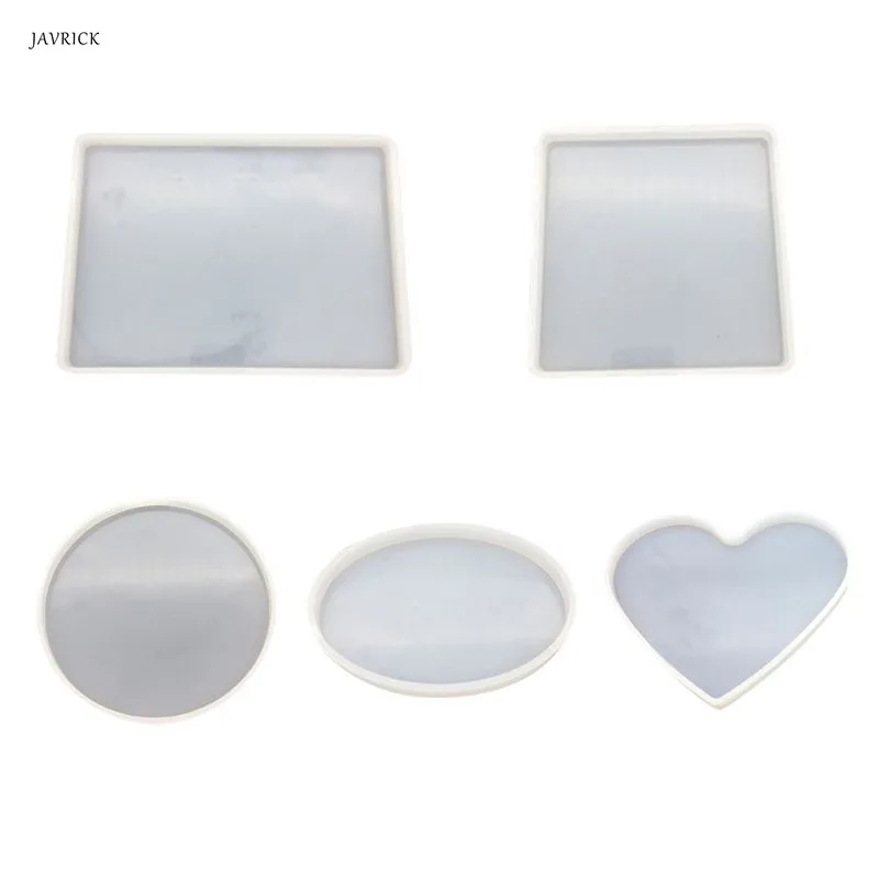 

5 Pcs/set Coaster Silicone Resin Molds Round Square DIY Crafts Making Epoxy Mold