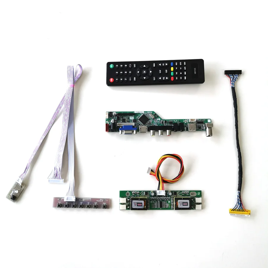 Для LTM170EU-L01/L11 LVDS 4CCFL 30Pin T. V56 плата привода клавиатура+ пульт+ инвертор ЖК-панель монитор HDMI VGA USB AV DIY kit