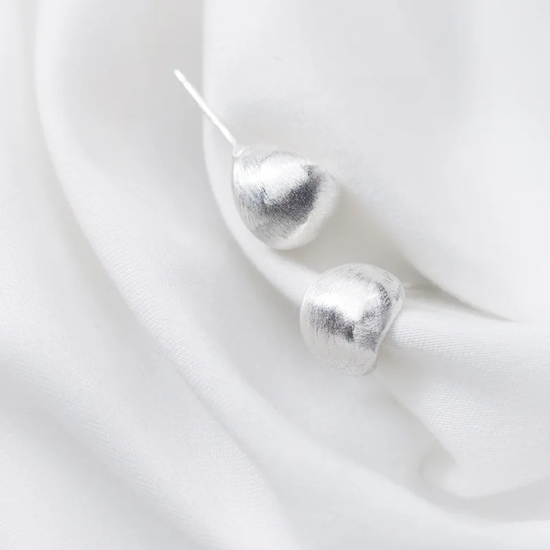 

100% Solid 925 Silver Simple Style Cute Brushed Arc Style Charm Stud Earrings Fashion Women Piercing Ear Silver Jewelry