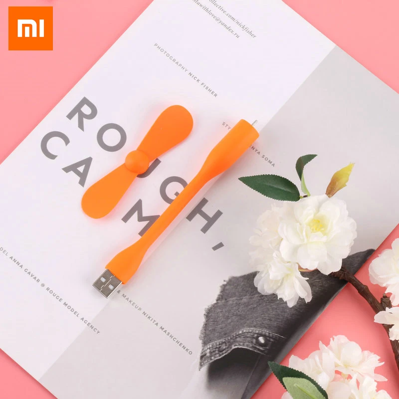Xiaomi Портативный Гибкий мини USB вентилятор гибкие съемные USB гаджеты низкая мощность для банка питания для ПК для ноутбука для OTG - Color: Orange